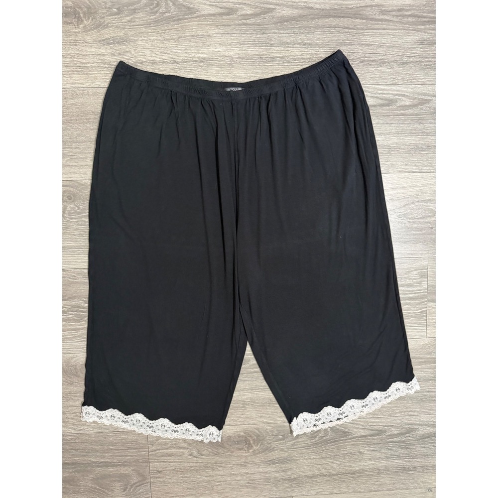 In'Voland Womens 24W Black Lounge Shorts Sleepwear Lace Trim Pockets Comfort